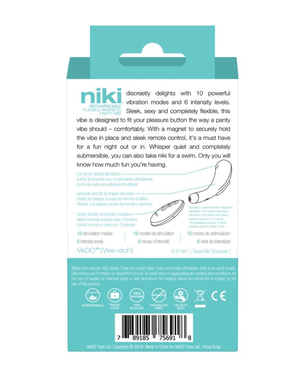 VeDO Niki Rechargeable Panty Vibe - Tease Me Turquoise - Image 2