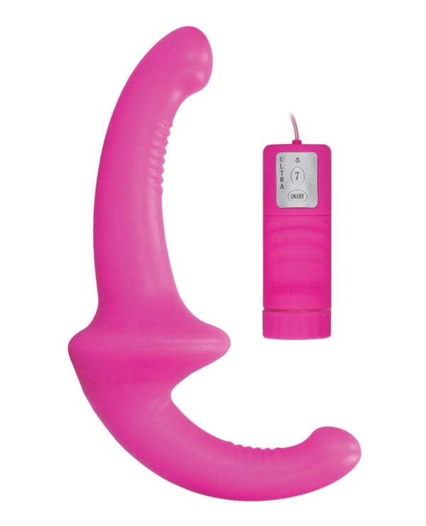 Shots Ouch Vibrating Silicone Strapless Strap On w/Controller - Pink - Image 2