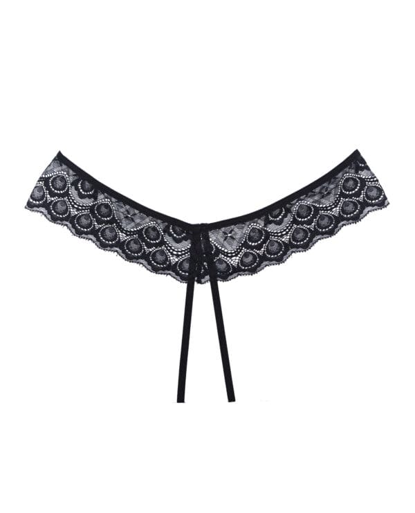 Adore Foreplay Lace & Mesh Front Open Panty Black O/S - Image 4