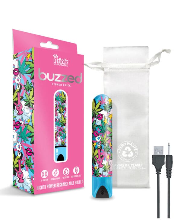 Buzzed 3.5" Rechargeable Bullet - Stoner Chick Blue - Image 3