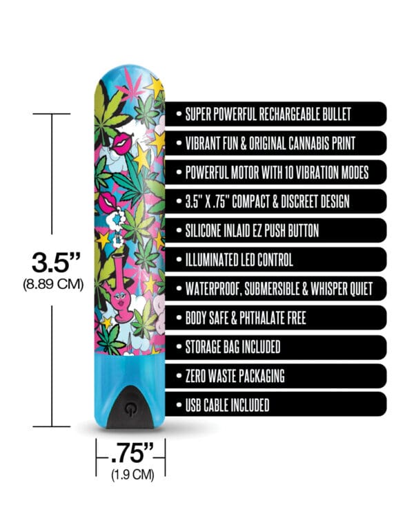 Buzzed 3.5" Rechargeable Bullet - Stoner Chick Blue - Image 4