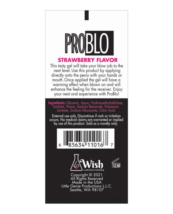 Pro Blo Oral Pleasure Gel - 1.5 oz Strawberry - Image 2