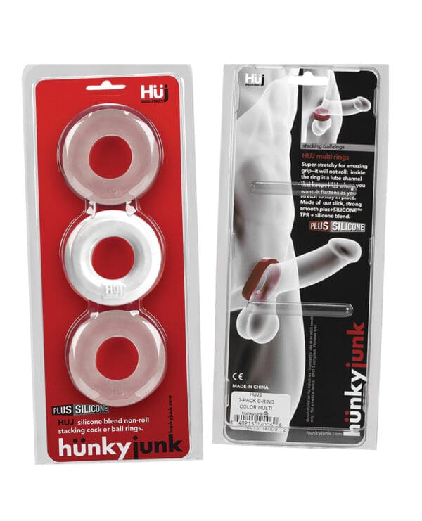 Hunky Junk C-Ring Multi Pack - White Ice Pack of 3 - Image 4