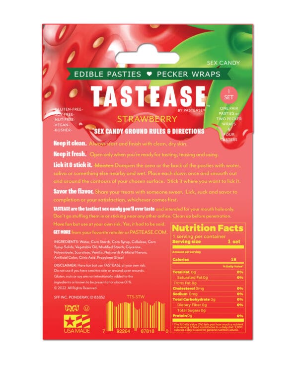 Pastease Tastease Edible Pasties & Pecker Wraps - Strawberry O/S - Image 2