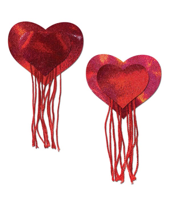 Pastease Tassel Holographic Heart - Red O/S - Image 2