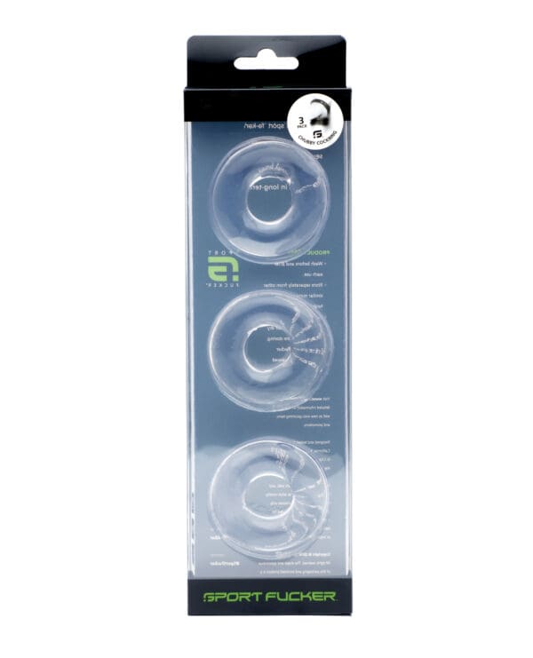 Sport Fucker Chubby Cockring Pack of 3 - Clear - Image 2