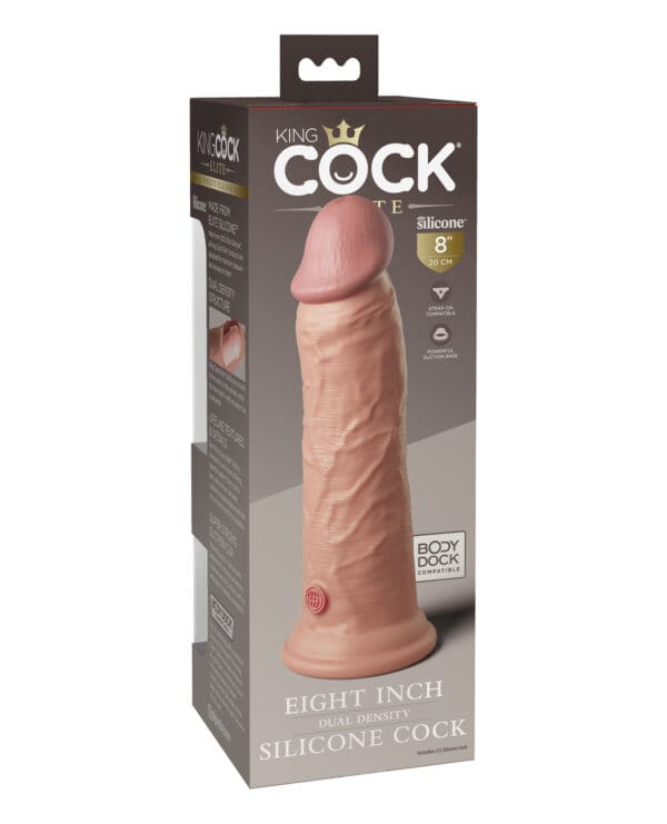 King Cock Elite 8" Dual Density Silicone Cock - Light - Image 2
