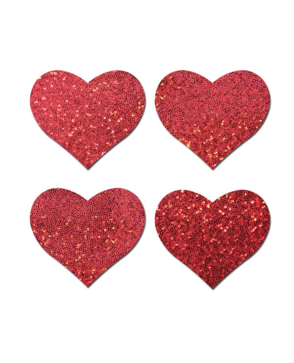 Pastease Premium Petites Glitter Heart - Red O/S Pack of 2 Pair - Image 2