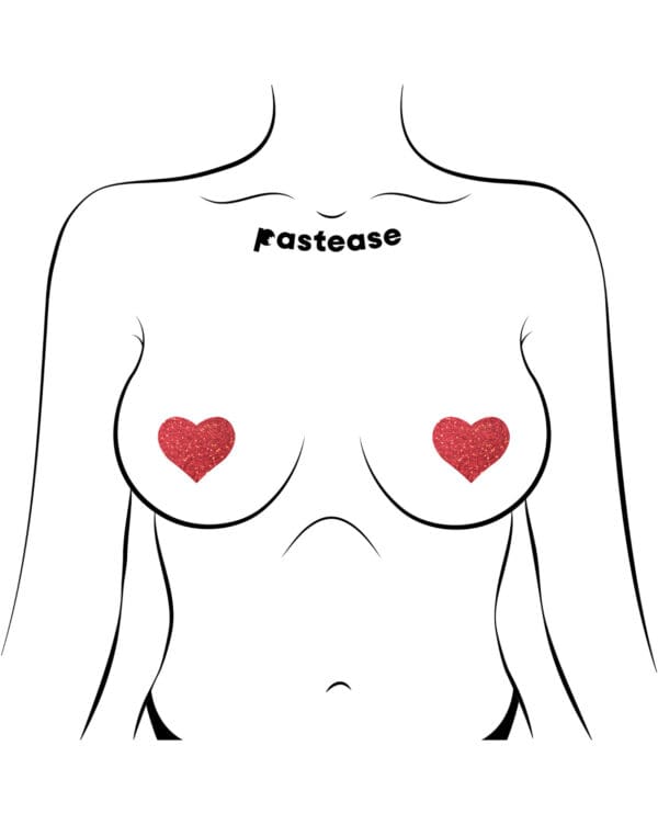 Pastease Premium Petites Glitter Heart - Red O/S Pack of 2 Pair - Image 3