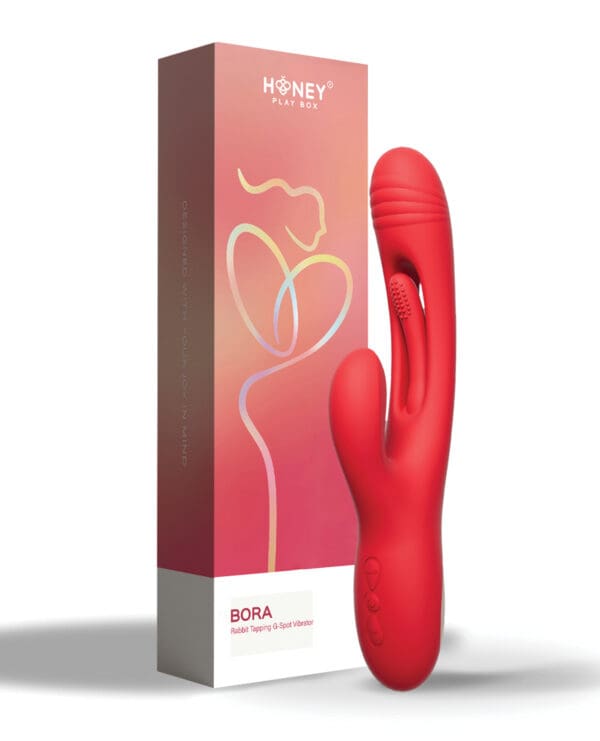 Bora G-Spot Tapping Rabbit Vibrator - Red - Image 5
