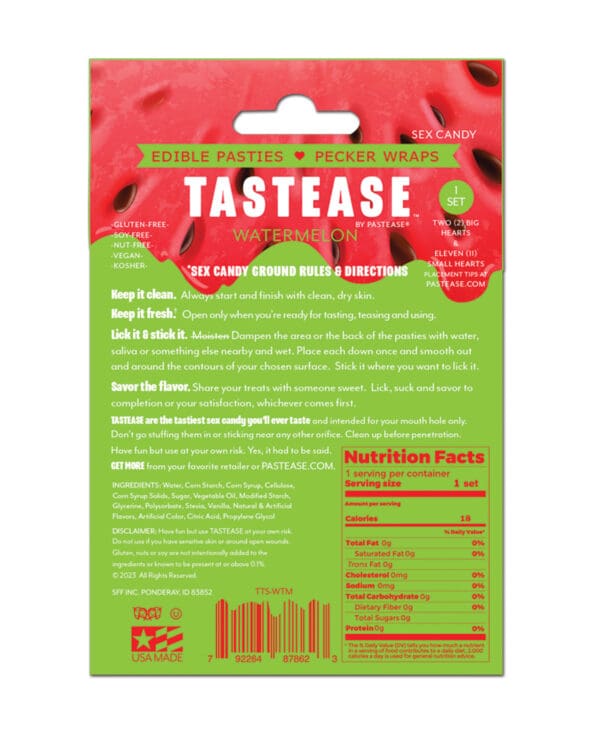 Pastease Tastease Edible Pasties & Pecker Wraps - Watermelon O/S - Image 2