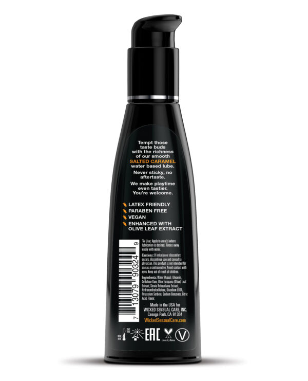 Wicked Sensual Care Aqua Water Based Lubricant - 4 oz Salted Caramel - Image 2