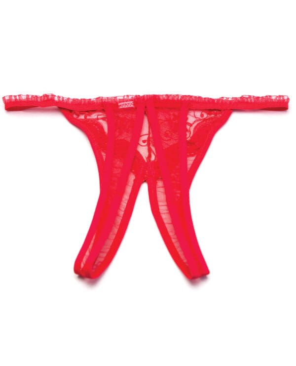 Scalloped Embroidery Crotchless Panty Red O/S - Image 2