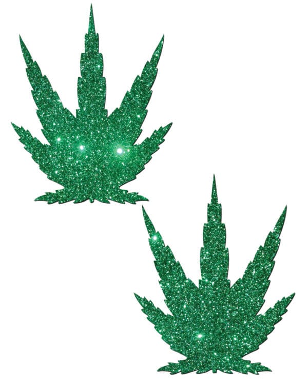 Pastease Premium Glitter Marijuana Leaf - Green O/S - Image 2