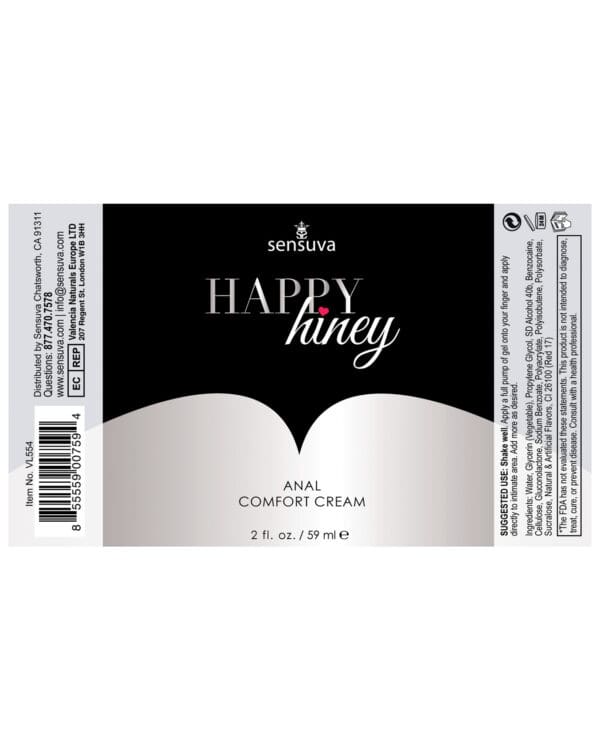Sensuva Happy Hiney Anal Comfort Cream - 2 oz - Image 2