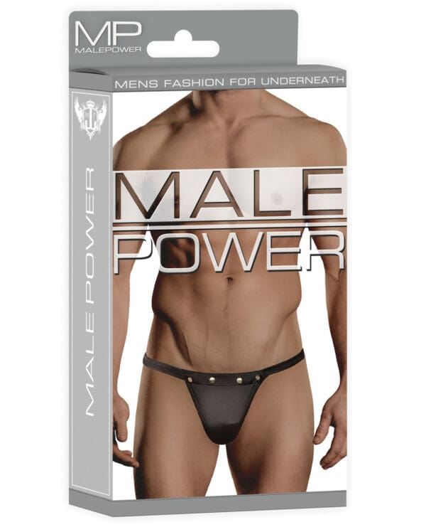 Male Power Rip off Thong w/Studs Black S/M - Image 3
