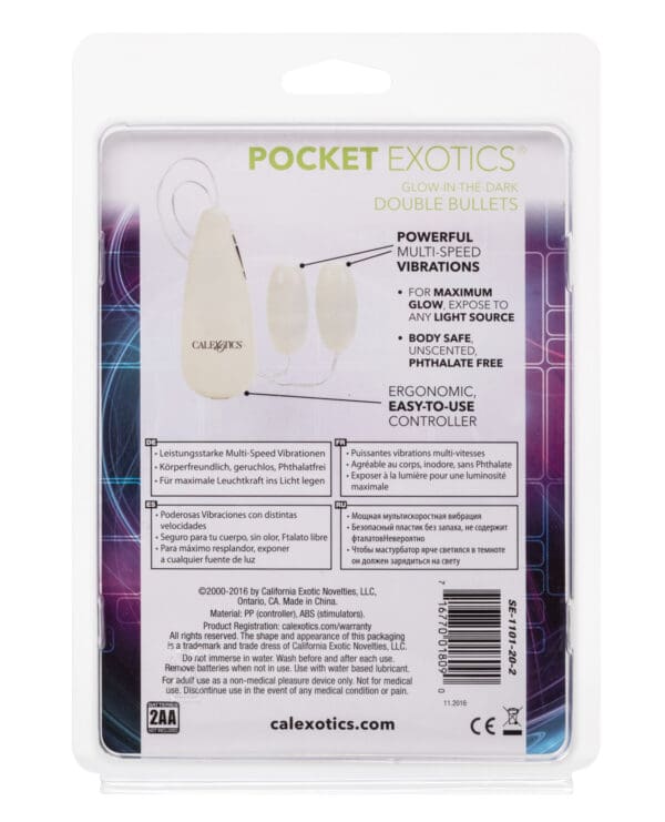 Pocket Exotics Glow In The Dark Double Bullets - Image 2