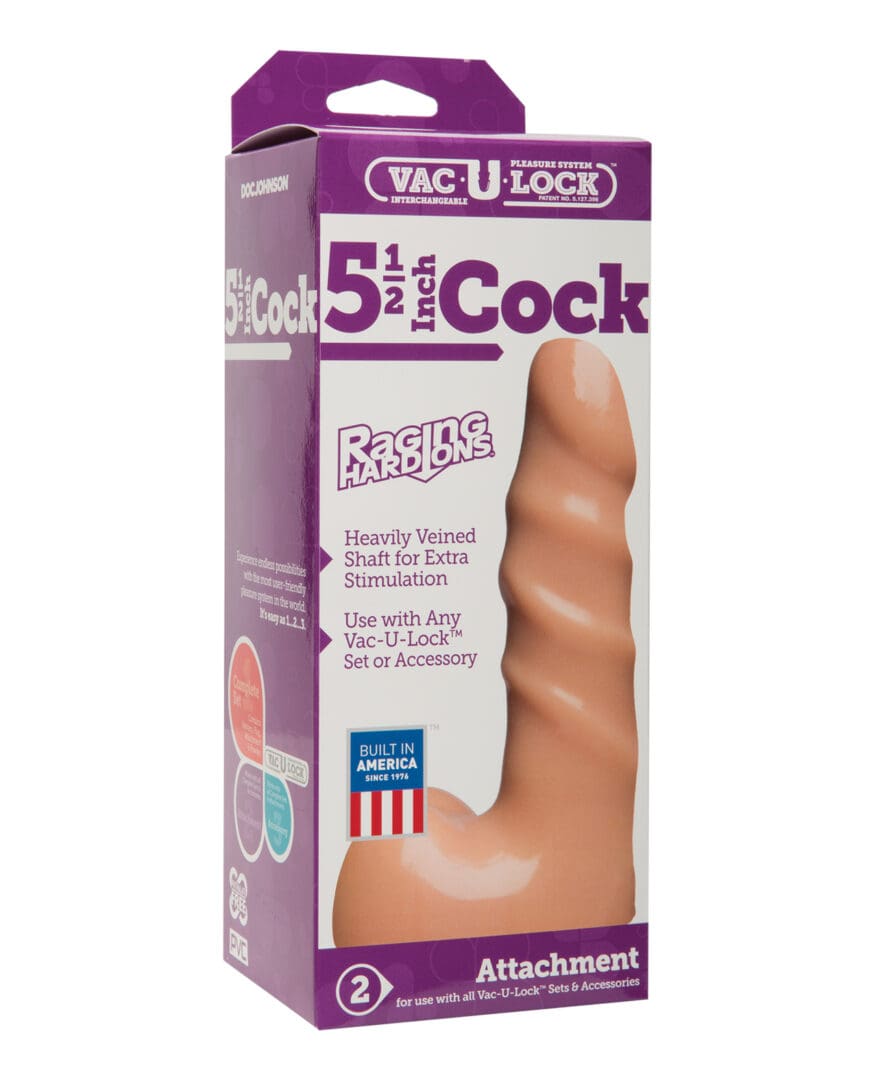 Vac-U-Lock 5.5" Raging Hard on Realistic Cock - Flesh