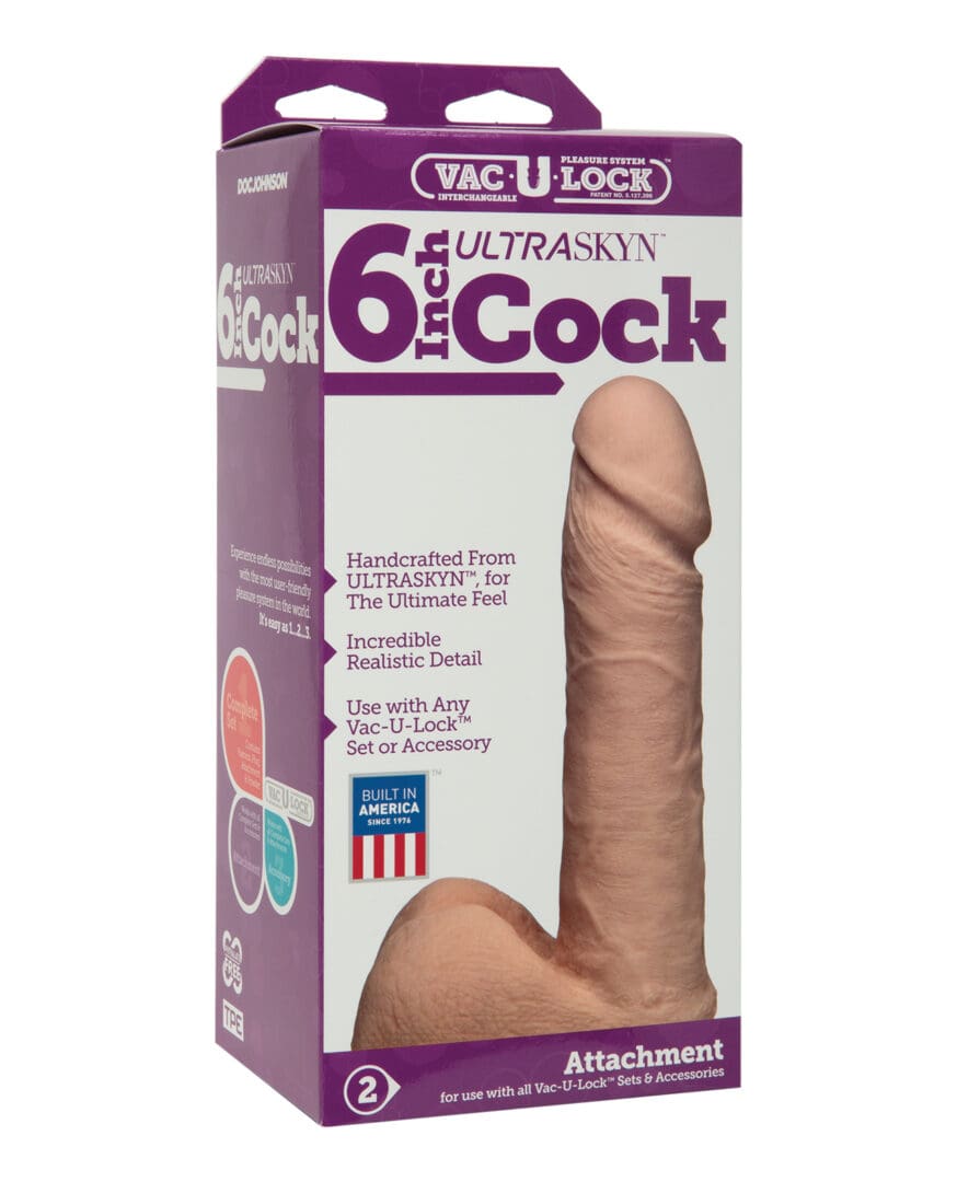 Vac-U-Lock 6" Ultraskyn Cock & Balls Attch. - White
