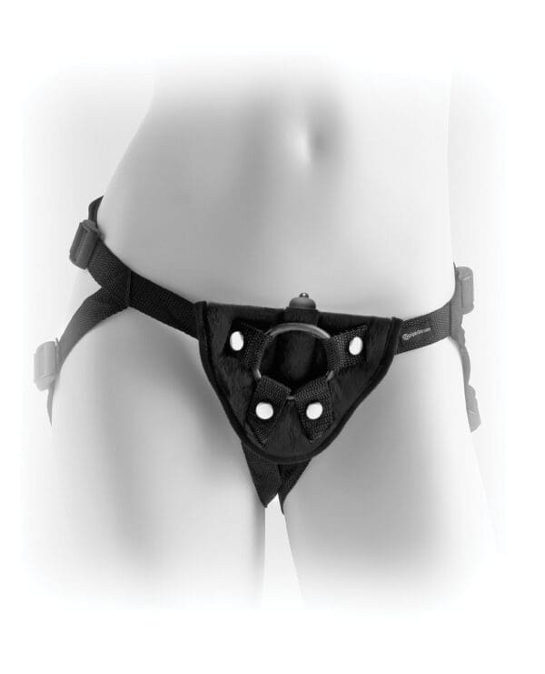 Fetish Fantasy Series Vibrating Plush Harness - Black - Image 2