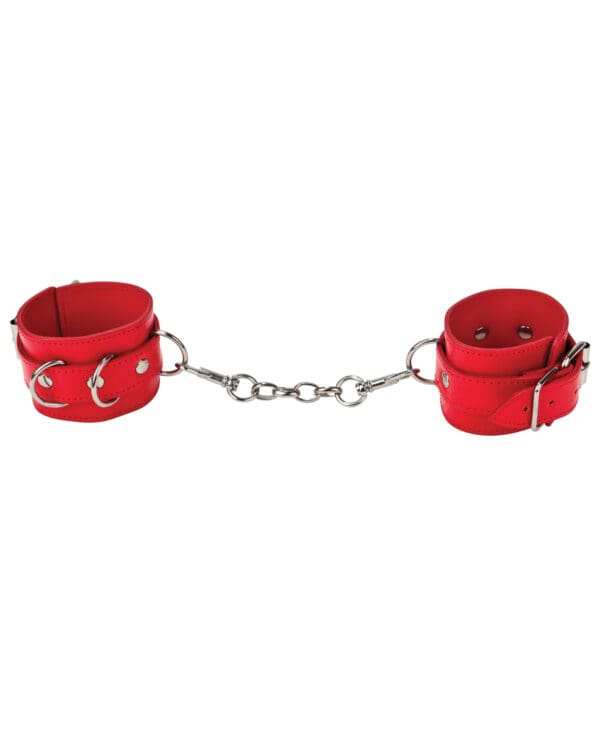 Shots Ouch Leather Cuffs - Red - Image 2
