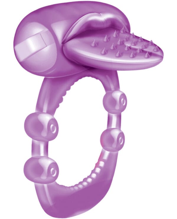 Nubby Tongue X-treme Vibrating Pleasure Ring - Purple - Image 2