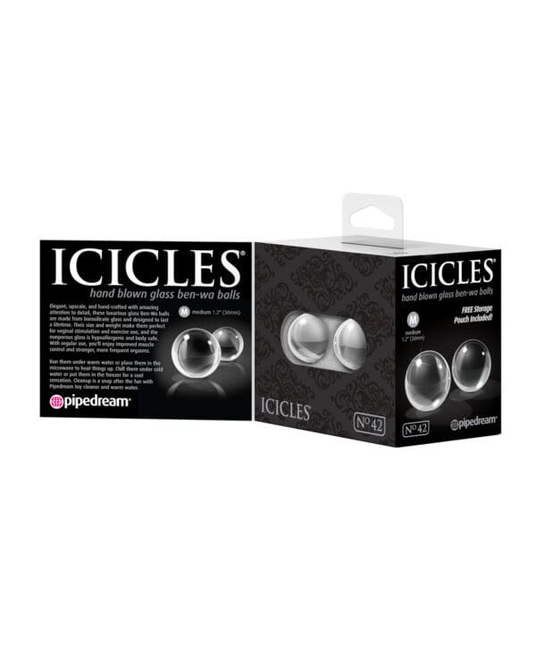 Icicles No. 42 Hand Blown Glass Medium Ben Wa Balls - Clear - Image 2