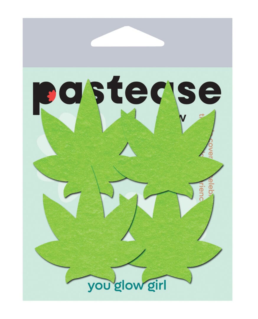 Pastease Premium Petites Leaf - Glow in the Dark Green O/S Pack of 2 Pair