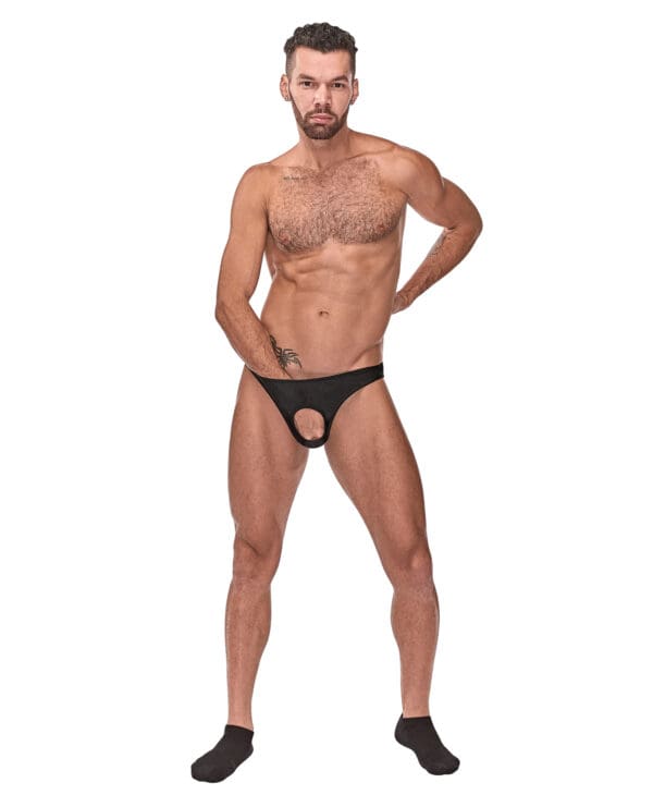 Male Power Nylon Spandex Pouchless Brief Black O/S