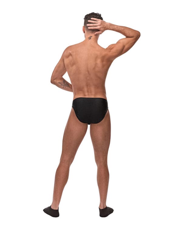 Male Power Nylon Spandex Pouchless Brief Black O/S - Image 3
