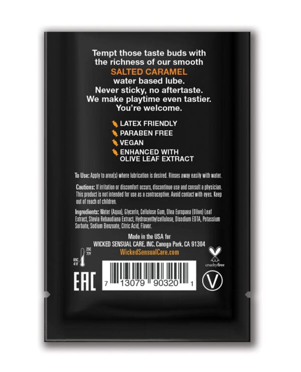 Wicked Sensual Care Aqua Water Based Lubricant - .1 oz Salted Caramel - Image 2