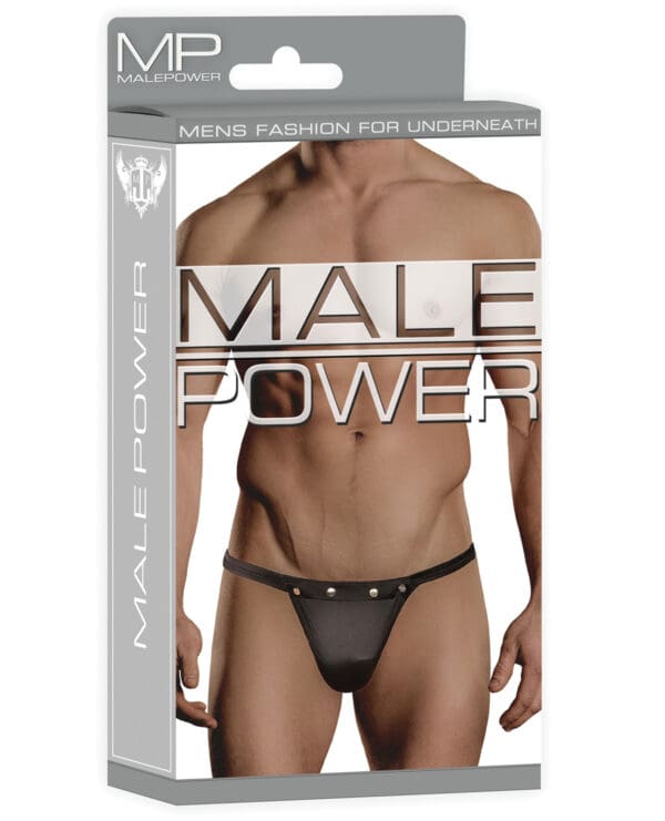 Male Power Rip off Thong w/Studs Black L/XL - Image 3
