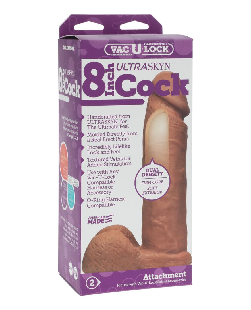 Vac-U-Lock 8" Ultraskyn Cock Attch. - Brown