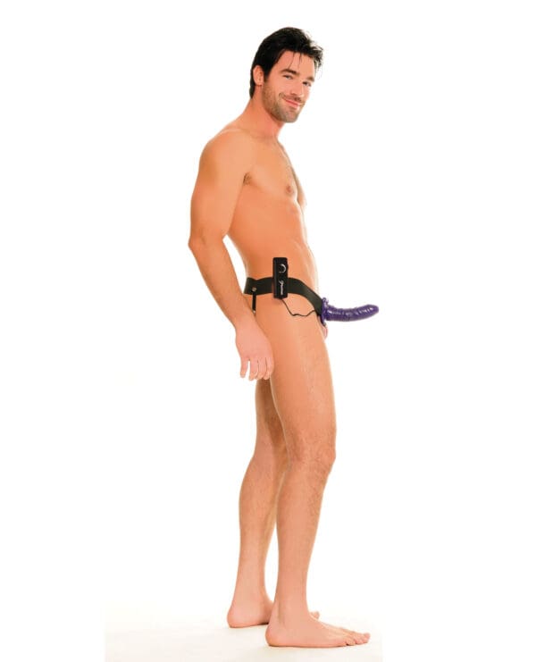 Fetish Fantasy Series for Him or Her Vibrating Hollow Strap-On - Purple - Image 3