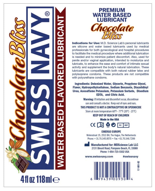 Swiss Navy Flavors - 4 oz Chocolate Bliss - Image 2
