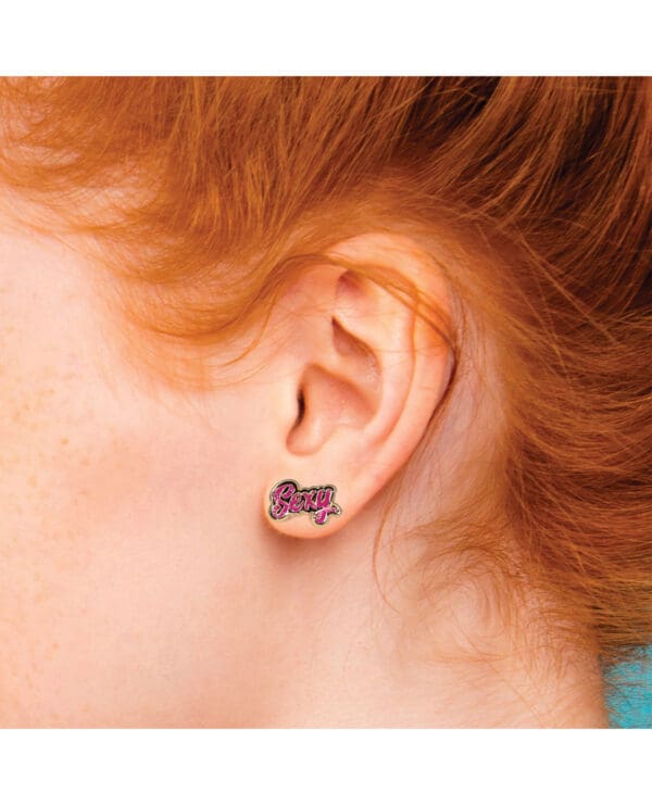 Wood Rocket Porn Sexy Earrings - Pink/Gold - Image 3