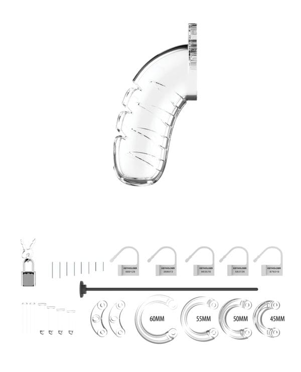 Shots Man Cage 4.5" w/Silicone Urethral Sounding - Clear - Image 3
