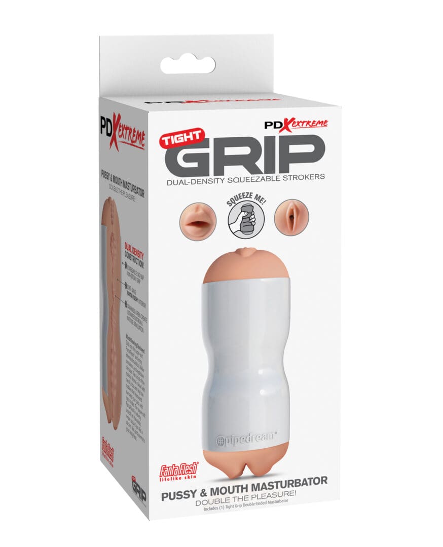 PDX Extreme Tight Grip Dual Density Squeezable Strokers - Pussy & Mouth