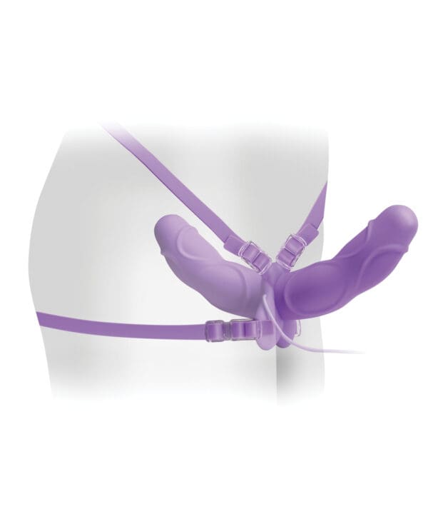 Fetish Fantasy Elite Vibrating Double Delight Strap On - Purple - Image 3