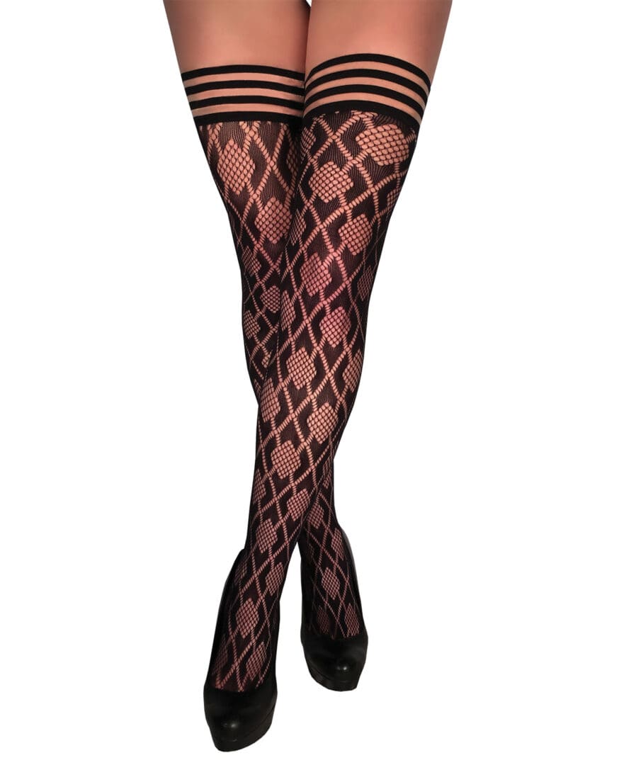 Kix'ies Elle Fishnet Diamond Thigh High