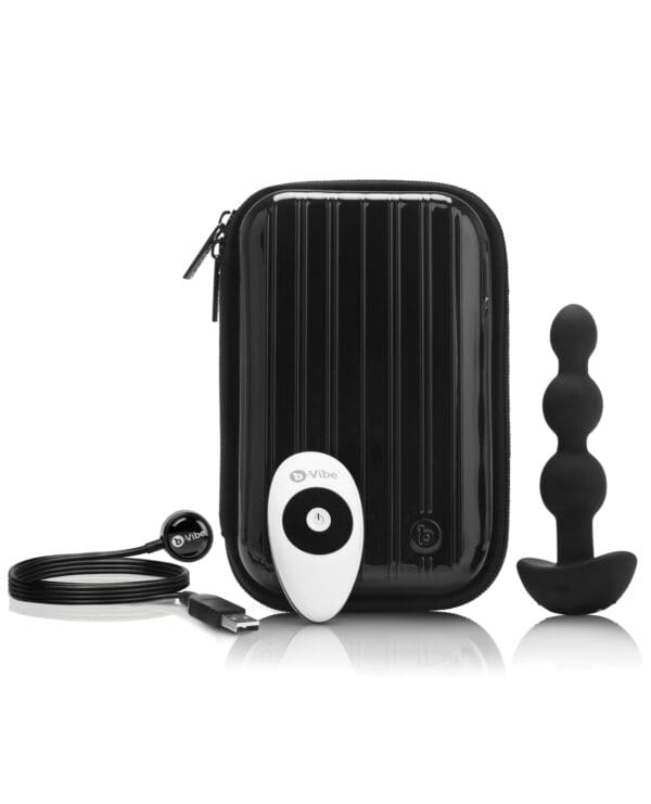 b-Vibe Remote Triplet Anal Beads - Black - Image 3