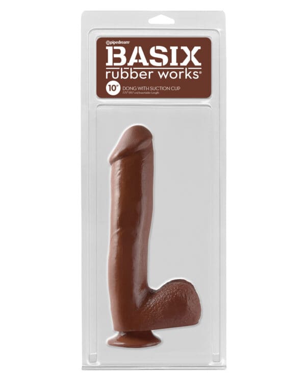 Basix Rubber Works 10" Dong w/Suction Cup - Brown