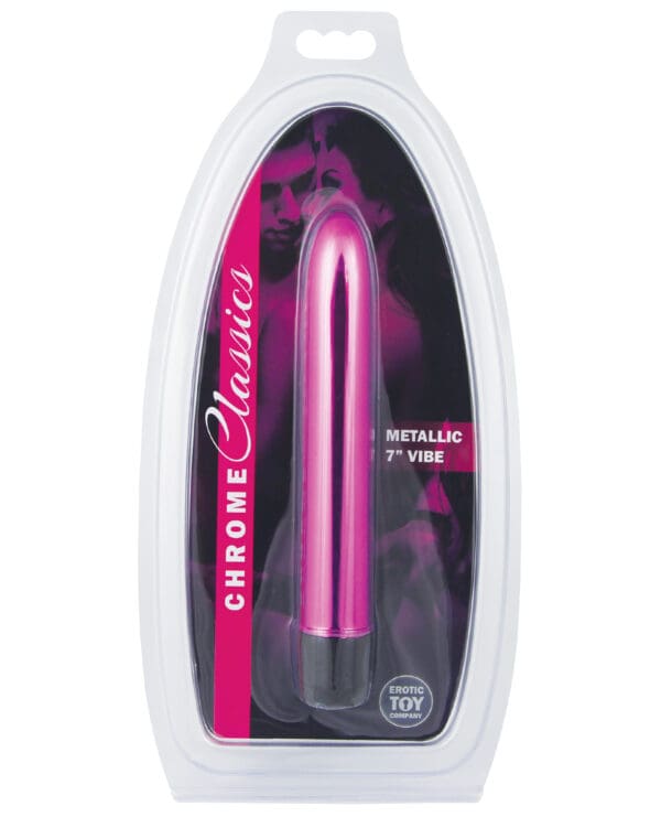 Erotic Toy Company Chrome Classics 7" Vibe - Pink - Image 2