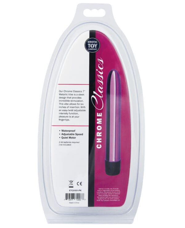 Erotic Toy Company Chrome Classics 7" Vibe - Pink - Image 3