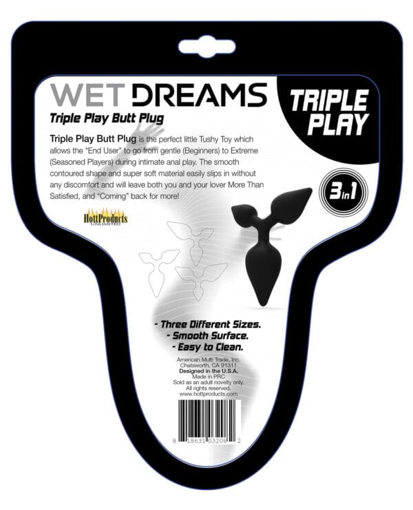 Wet Dreams Triple Play Anal Plug - Black - Image 2