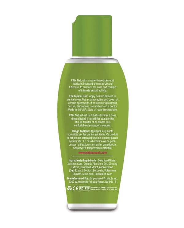 Pink Natural Water Based Lubricant for Women - 2.8 oz - Image 2