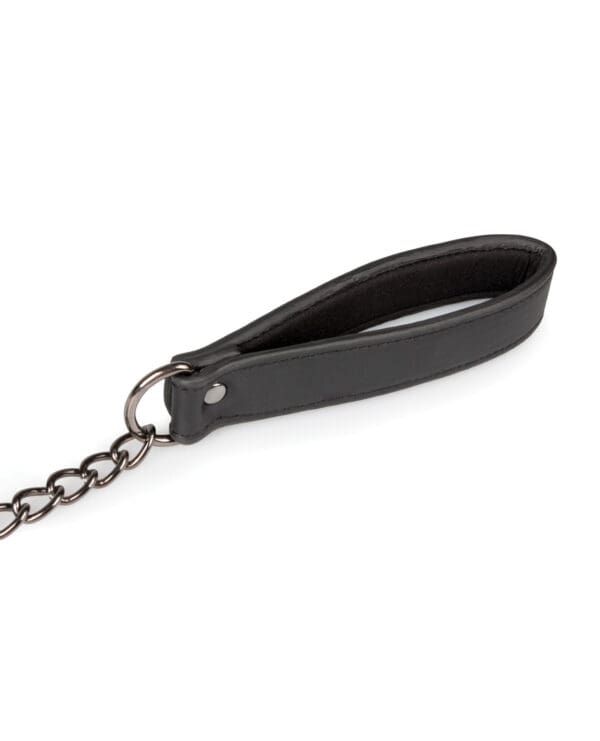 Easy Toys Faux Leather Collar w/Nipple Chains - Black - Image 5