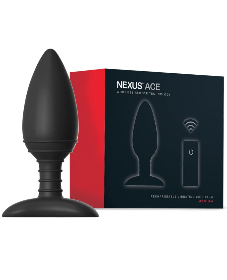 Nexus Ace Remote Control Butt Plug Medium - Black