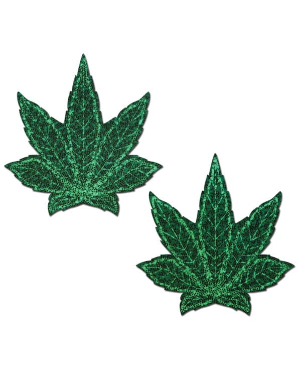 Pastease Premium Glitter Marijuana Leafs - Green O/S - Image 2
