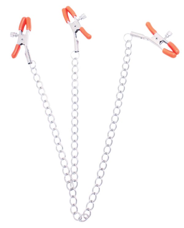 The 9's Orange is the New Black Triple Your Pleasure Clamps & Chain - Image 2